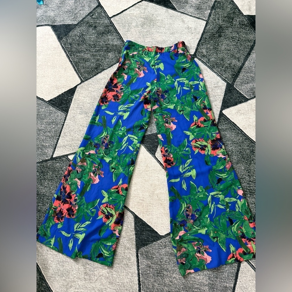RACHEL Rachel Roy Blue and Green Wide Leg Pants Size 2 - Picture 3 of 10